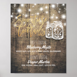 Poster Signature Cocktail Drink Menu Casamento Decor Sina