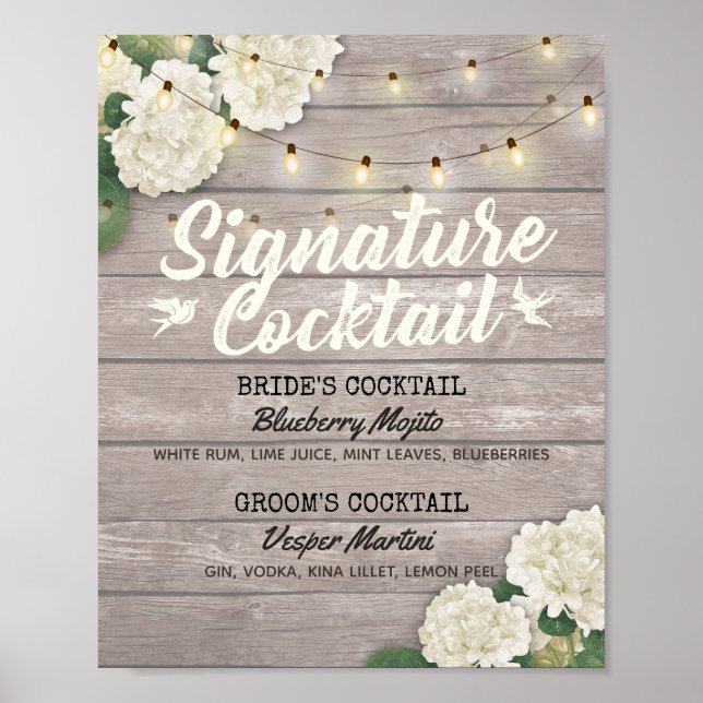 Poster Signature Cocktail Drink Menu Flores De Madeira (Frente)