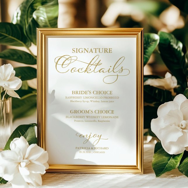 Poster Signature Cocktails Gold Foil Sign (Criador carregado)
