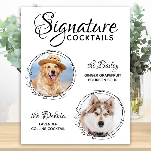 Poster Signature Cocktails Pet Wedding Drink Dog Bar (Criador carregado)