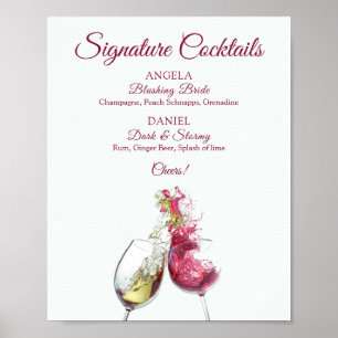 Poster Signature Cocktails Red and White Wine Dance