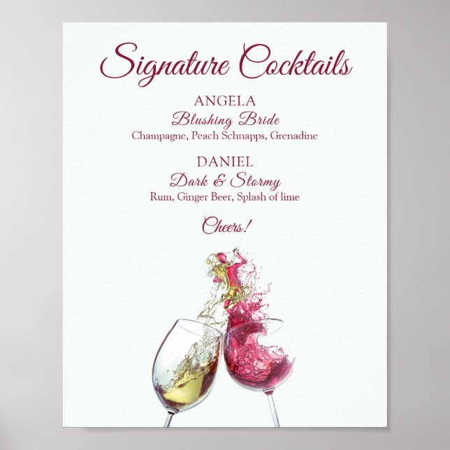 Poster Signature Cocktails Red and White Wine Dance (Frente)