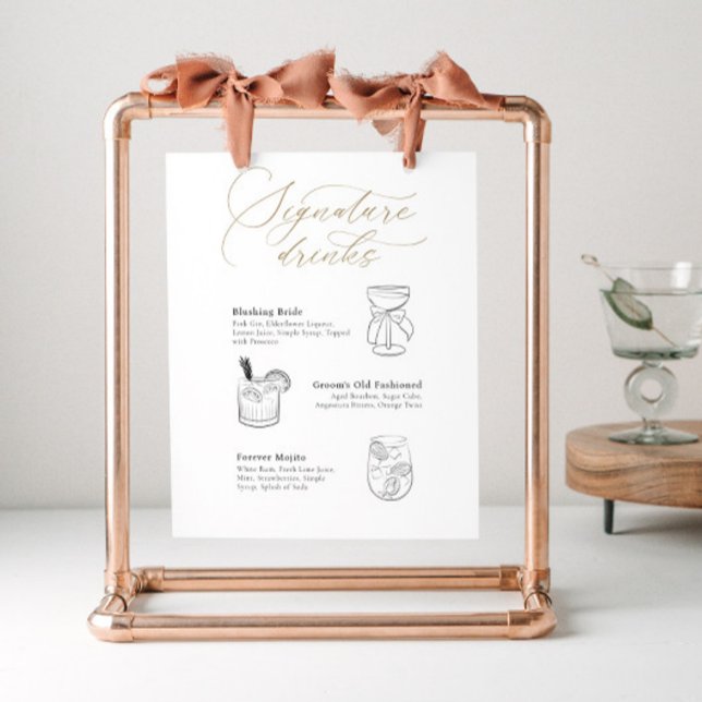 Poster Signature Cocktails Sign with Drink Illustrations (Criador carregado)