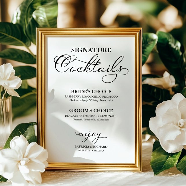 Poster Signature Cocktails - Sinal de Casamento Elegante (Criador carregado)