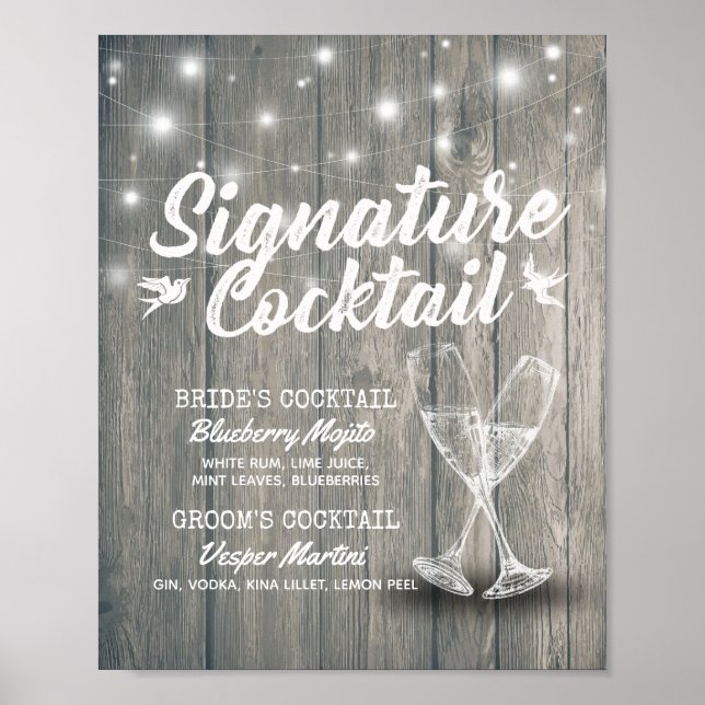 Poster Signature Drink Menu Champagne Vidro Madeira (Frente)