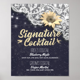 Poster Signature Drink Menu Lace Luzes de girassol