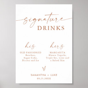 Poster Signature Drink Sign, 5x7" Sinal de Bar moderno
