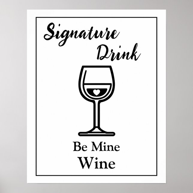 Poster Signature Drink Sign for Weding Bar Wine (Frente)