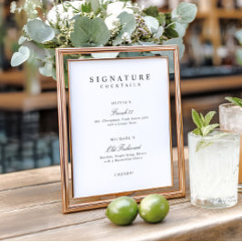 Poster Signature Drinks Elegant Simple Wedding Bar Sign