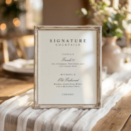 Poster Signature Drinks Elegant Simple Wedding Bar Sign