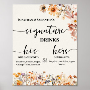 Poster Signature Drinks Recepção de casamento Fall Wildfl