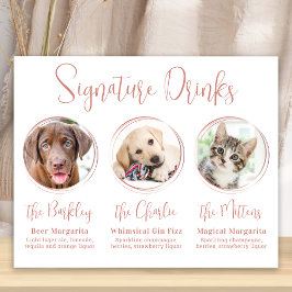 Poster Signature Drinks Rosa Dourado 3 Photo Pet Wedding