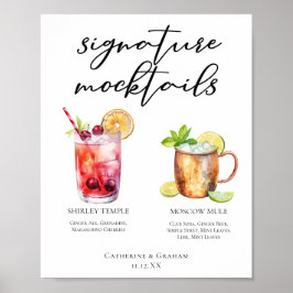 Poster Signature Mocktails Summer Drinks Menu Casamento