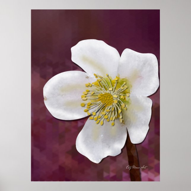 Poster Signed High-Poly Winter Rose Art Print (Frente)