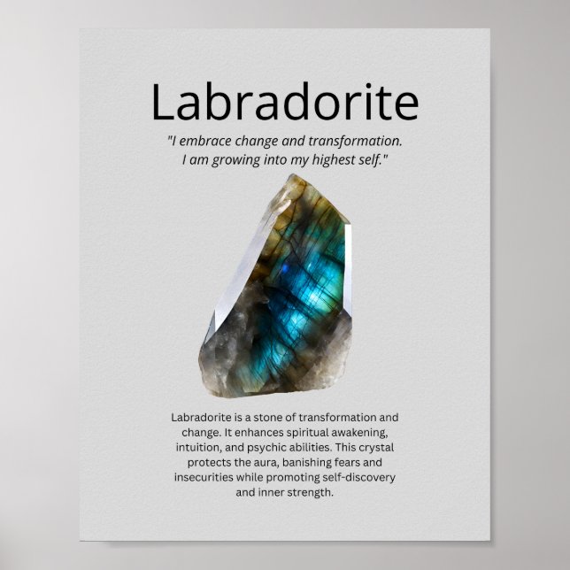 Poster Significado do Cristal Labradorite (Frente)