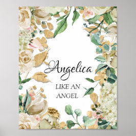 Poster Significado do Nome Angelica Floral Casamento Aniv