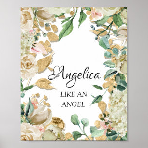 Poster Significado do Nome Angelica Floral Casamento Aniv