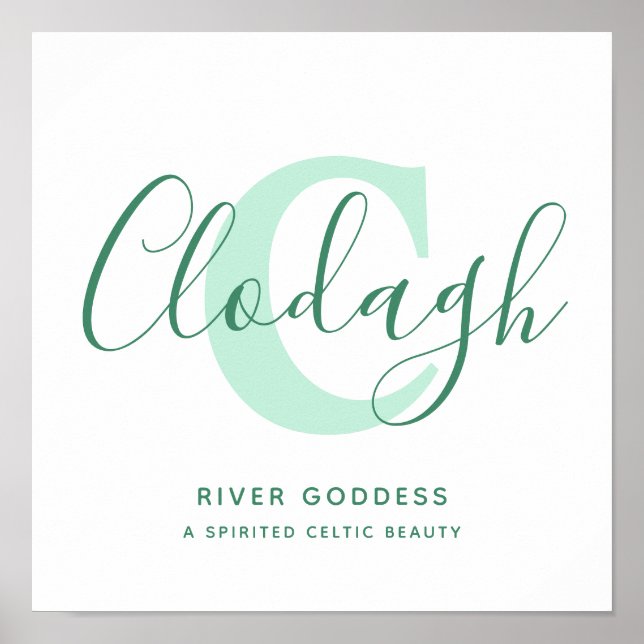 Poster significado do nome Clodagh tons de verde texto pe (Frente)