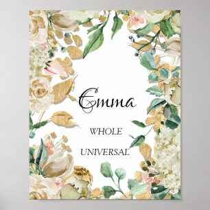 Poster Significado do Nome Emma Presente Floral de Hortel