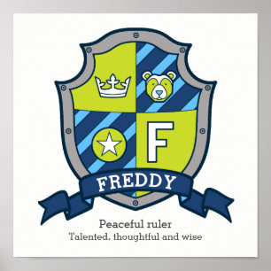 Poster Significado do nome masculino Freddy letra F brasã