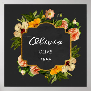 Poster Significado do Nome Olivia Rosas Reais Quadro Pres