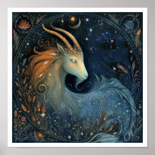 Poster Signo do Zodíaco Capricórnio Astrologia Celestial