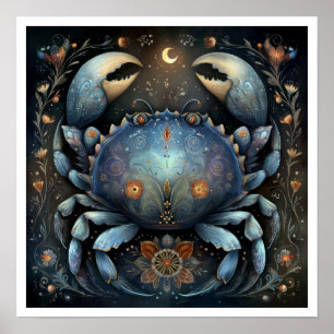 Poster Signo Zodiacal Câncer Astrologia Celestial