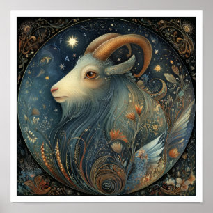 Poster Signo Zodiacal Capricórnio Astrologia Celestial