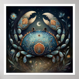 Poster Signo Zodiacal de Câncer Astrologia Celestial