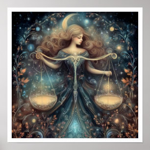 Poster Signo Zodiacal de Libra Astrologia Celestial