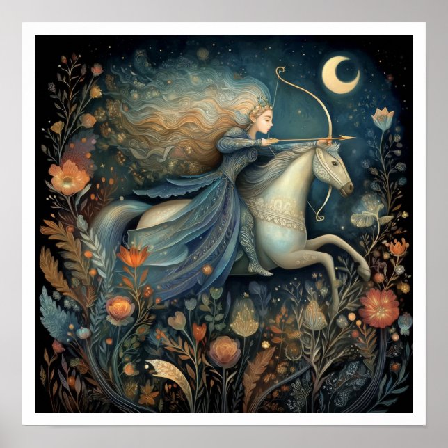 Poster Signo Zodiacal de Sagitário Astrologia Celestial (Frente)
