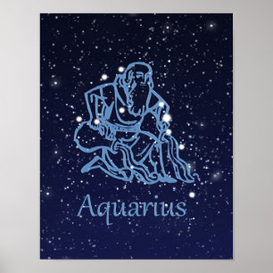 Pôster Signo Zodiacal e Constelação de Aquário