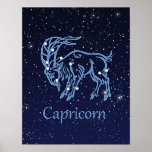 Pôster Signo Zodiacal e Constelação de Capricórnio