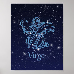 Poster Signo Zodiacal e Constelação de Virgem
