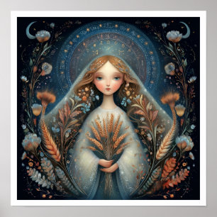 Poster Signo Zodiacal Virgem Astrologia Celestial