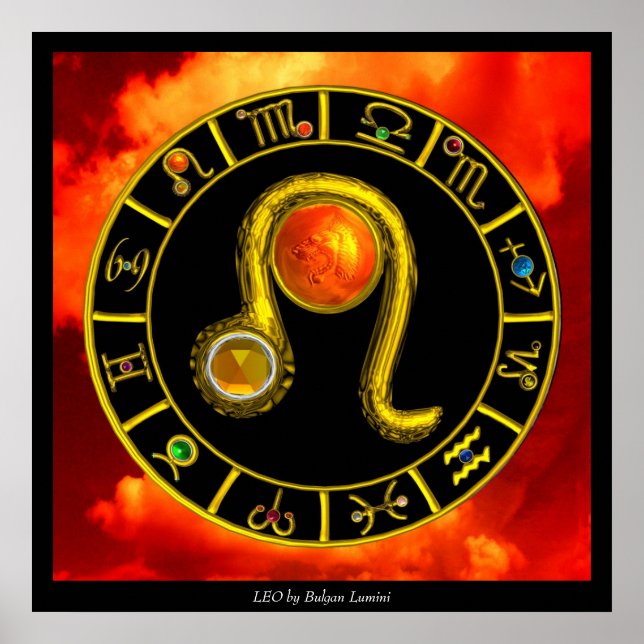 Pôster Signos do Zodíaco LEO Carta de Astronomia (Frente)