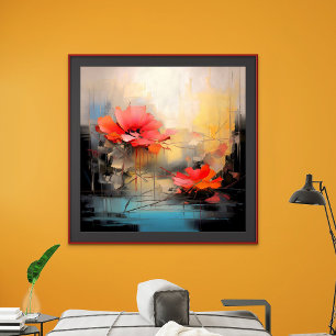 Poster Silêncio Carmesim – Papoulas Abstratas em Luz Urba