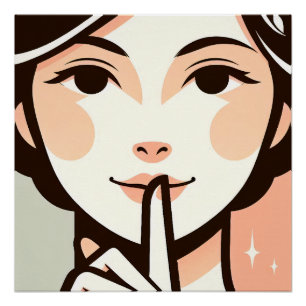 Pôster Silêncio Elegante - Ilustração Mundialista da Mulh