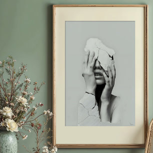 Poster Silêncio Fragmentado - Retrato Surreal Cracking