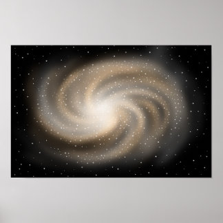 Poster Silêncio infinito. Galáxia dourada pairando no esp
