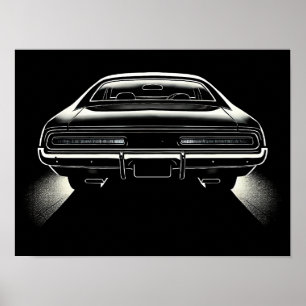Poster Silêncio Luz Traseira - Arte De Carro Silhueta Voi