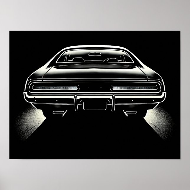 Poster Silêncio Luz Traseira - Arte De Carro Silhueta Voi (Frente)