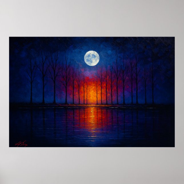 Poster Silent Horizon - Moon Over Water (Frente)