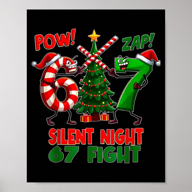 Poster Silent Night Christmas Tree 67 Pajamas Funny Six S (Frente)