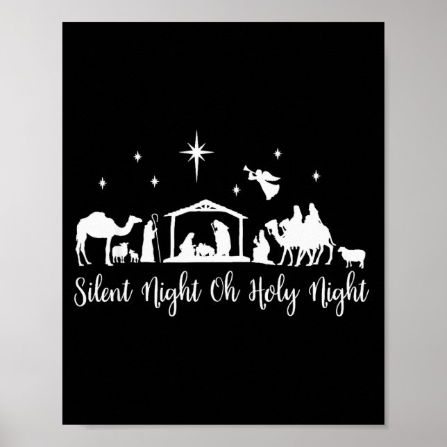 Poster Silent Night Holy Night Nativity Scene Religious C (Frente)