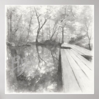 Poster Silent Passage — 映 (Reflection) | Ink Painting Art