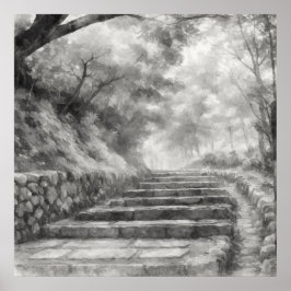 Poster Silent Passage — 道 (The Path) Japanese Sumi-e Ink