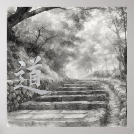 Poster Silent Passage — 道 (The Path) Sumi-e Ink Painting