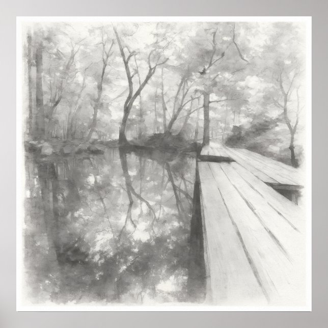 Poster Silent Passage — Ink Painting Wabi-Sabi Reflection (Frente)