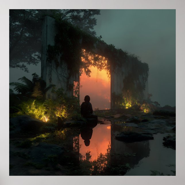 Poster Silhouette Before Fiery Ruin Sunset (Frente)